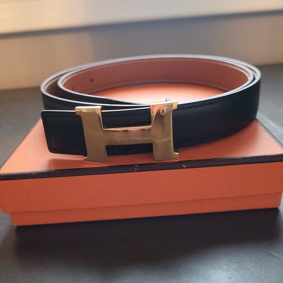 Hermès Epsom Swift Gold Constance H Reversible Leather Belt76 - Picture 1 of 7